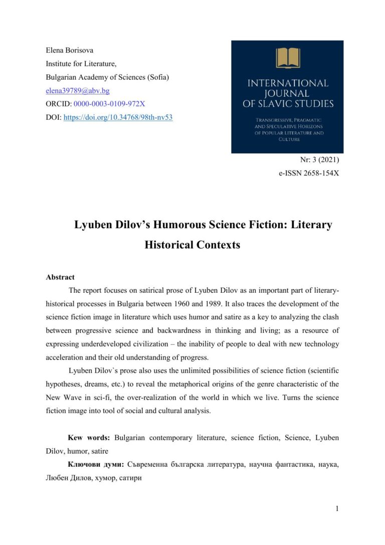 Lyuben Dilov’s Humorous Science Fiction: Literary Historical Contexts